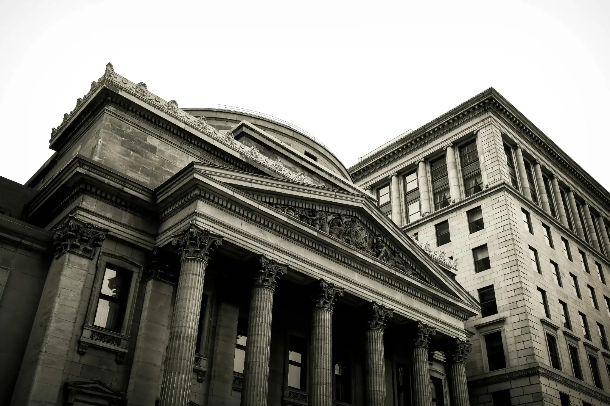 Community bank building representing back-office operations and document processing